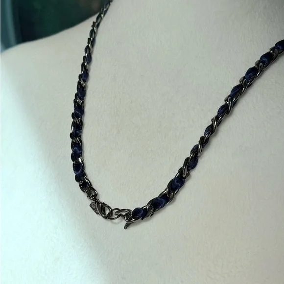 ⚕️18” Healing Hematite Blue Ribbon Woven Chain Necklace by Cookie Lee - Picture 7 of 10